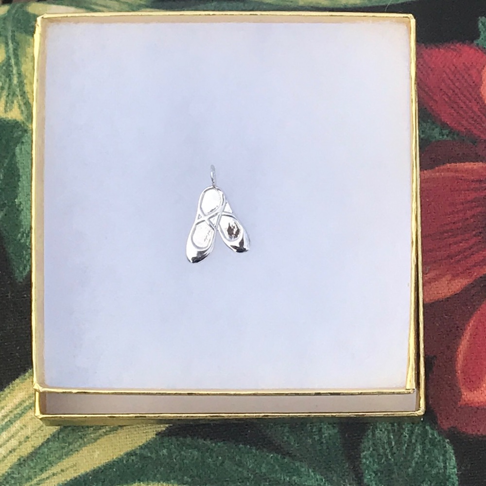 Solid Sterling Silver ballerina slippers Pendant